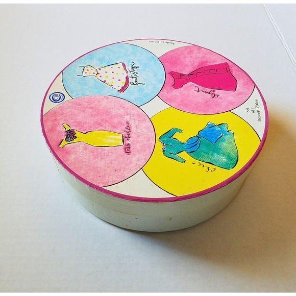 Boxed Set of 4 Vintage Rosanna by CIB 8” Salad Dessert Plates Fashion Dresses - Picture 7 of 8